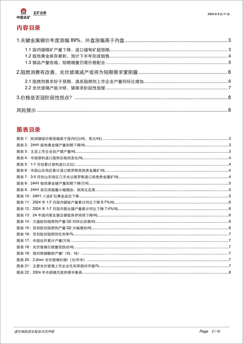 《锑行业点评：深度分析极地黄金数据，锑价是否迎阶段性拐点？-240911-五矿证券-10页》 - 第2页预览图