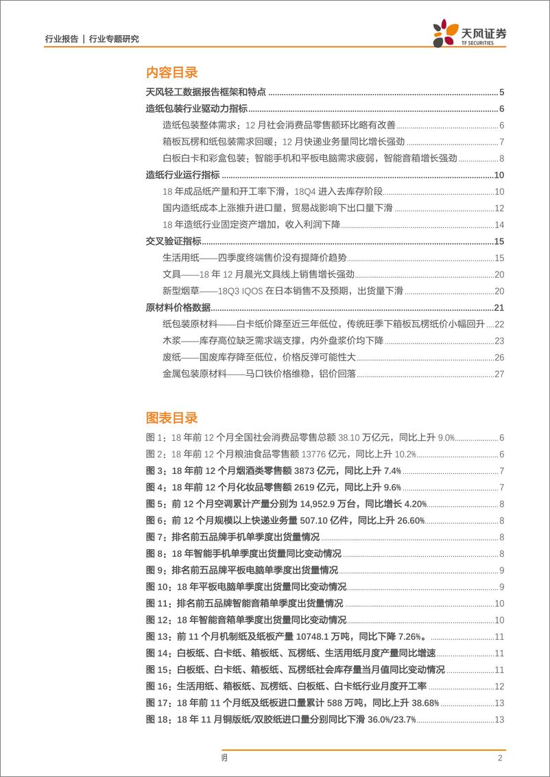 《轻工制造行业包装&造纸数据报告201901期：成品纸库存及开工率下降，纸价浆价继续回落-20190122-天风证券-29页》 - 第3页预览图