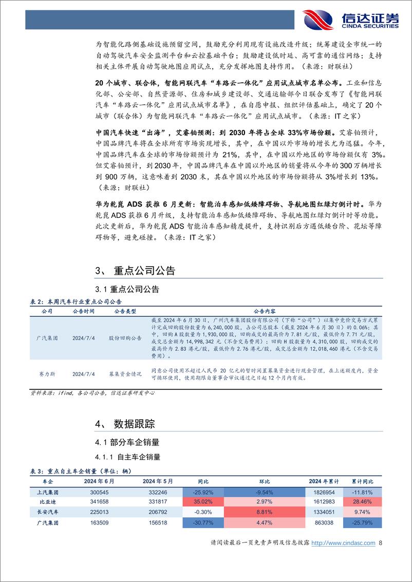 《汽车行业跟踪：下半年新势力交付值得期待，智能化有望带动特斯拉产业链预期持续修复-240707-信达证券-21页》 - 第8页预览图