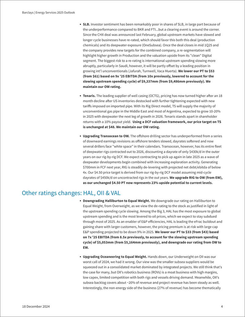 《Barclays_Energy_Services_2025_Outlook_Facing_Further_Spending_Deceleration_Downgrade_Sector_to_Neutral》 - 第4页预览图