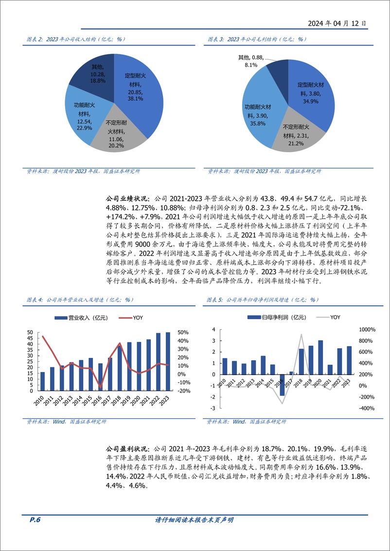 《濮耐股份-002225.SZ-耐材主业规模稳中有升，矿山酝酿后续利润弹性-20240412-国盛证券-43页》 - 第6页预览图