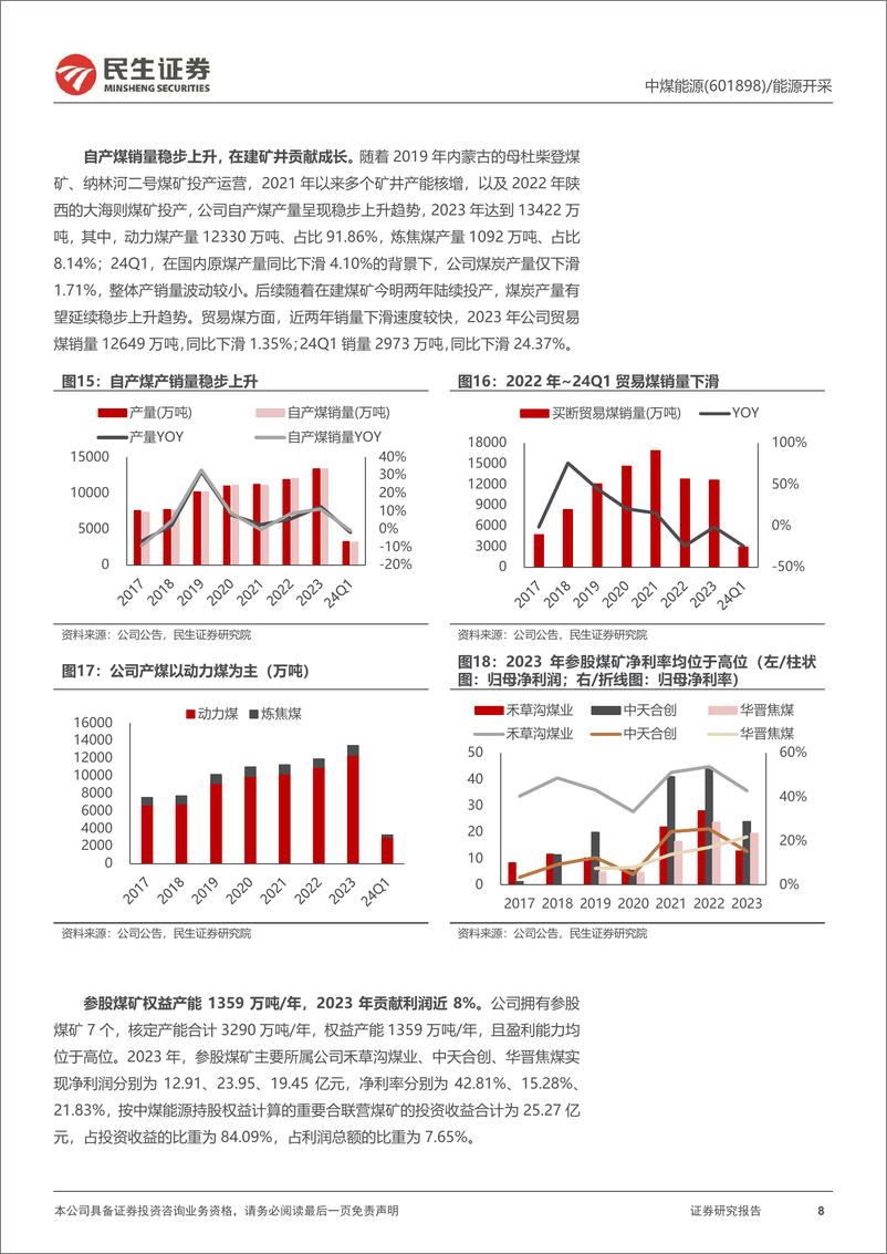 《中煤能源(601898)深度报告：无意苦争春，煤化一体群芳妒-240820-民生证券-32页》 - 第8页预览图