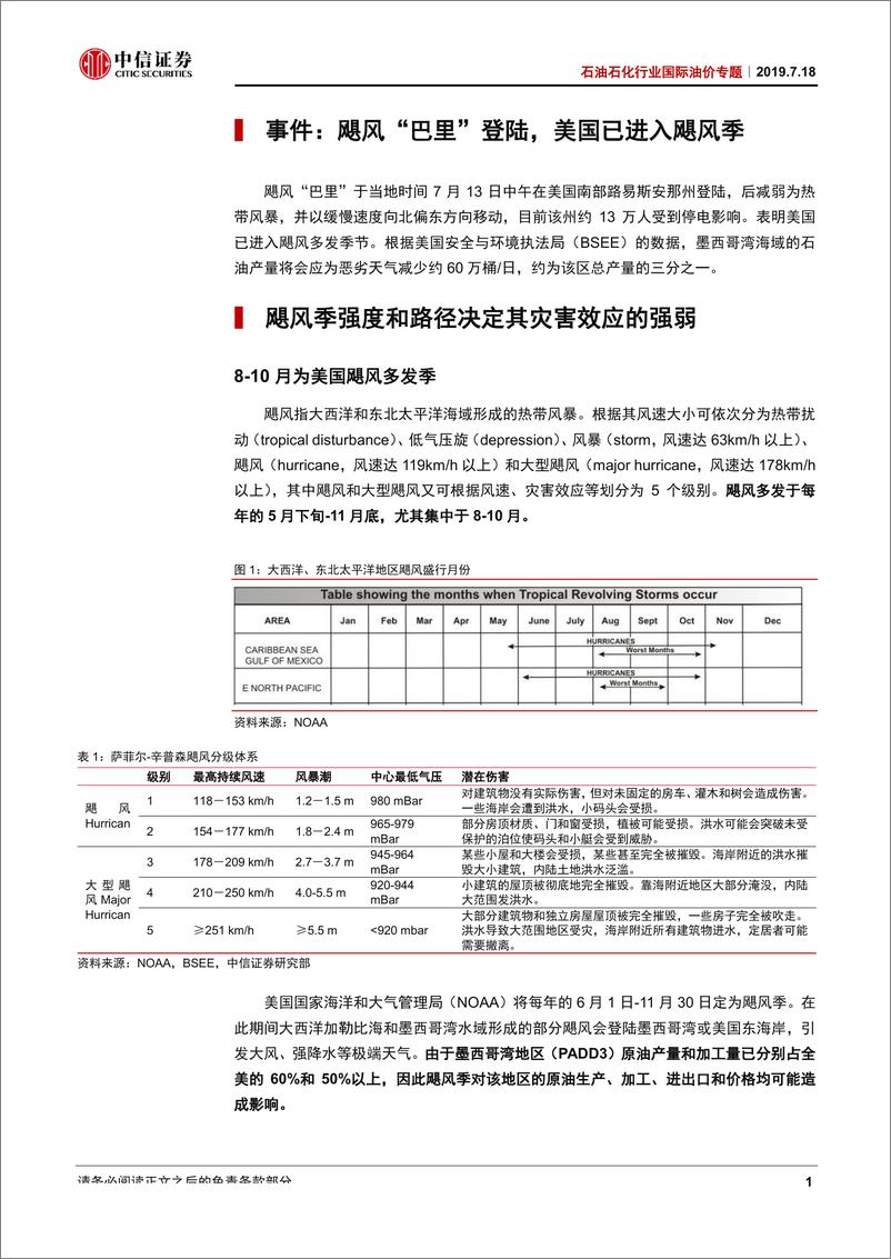 《石油石化行业国际油价专题：美国进入飓风季，或将推高原油、成品油价格-20190718-中信证券-17页》 - 第5页预览图