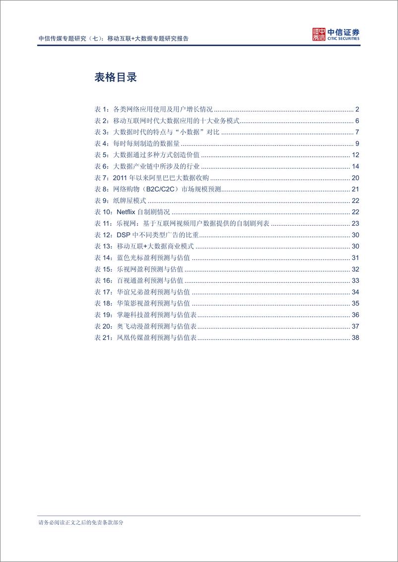 《中信证券-传媒行业专题研究(七)：移动互联+大数据专题研究报告-移动互联+大数据：引领和创造新的蓝》 - 第4页预览图