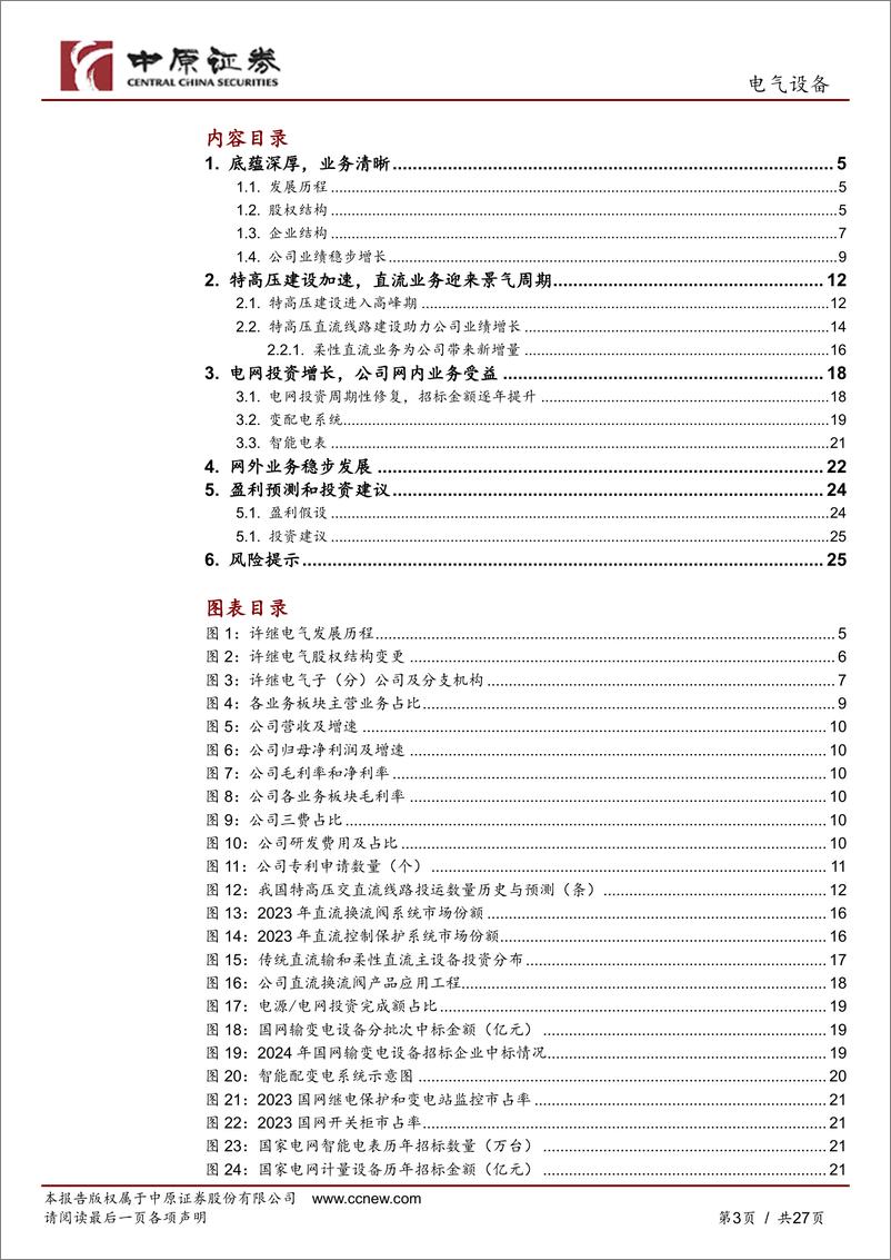 《许继电气(000400)公司深度分析：特高压直流建设加速，网内外业务稳步发展-241231-中原证券-27页》 - 第3页预览图