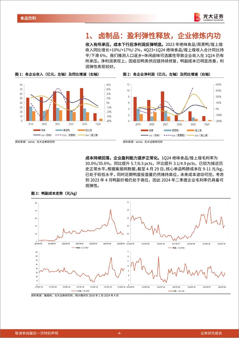 《食品饮料行业大众食品板块2023年年报与2024年一季报总结：管理精进，蓄势待发-240520-光大证券-17页》 - 第4页预览图