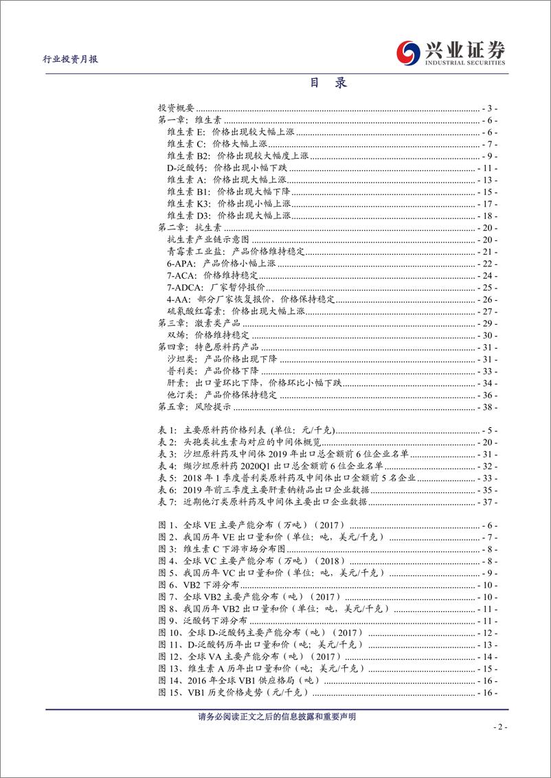 《医药生物行业主要原料药4月价格月报：关注新冠疫情、环保变量和供求关系-20200512-兴业证券-39页》 - 第3页预览图