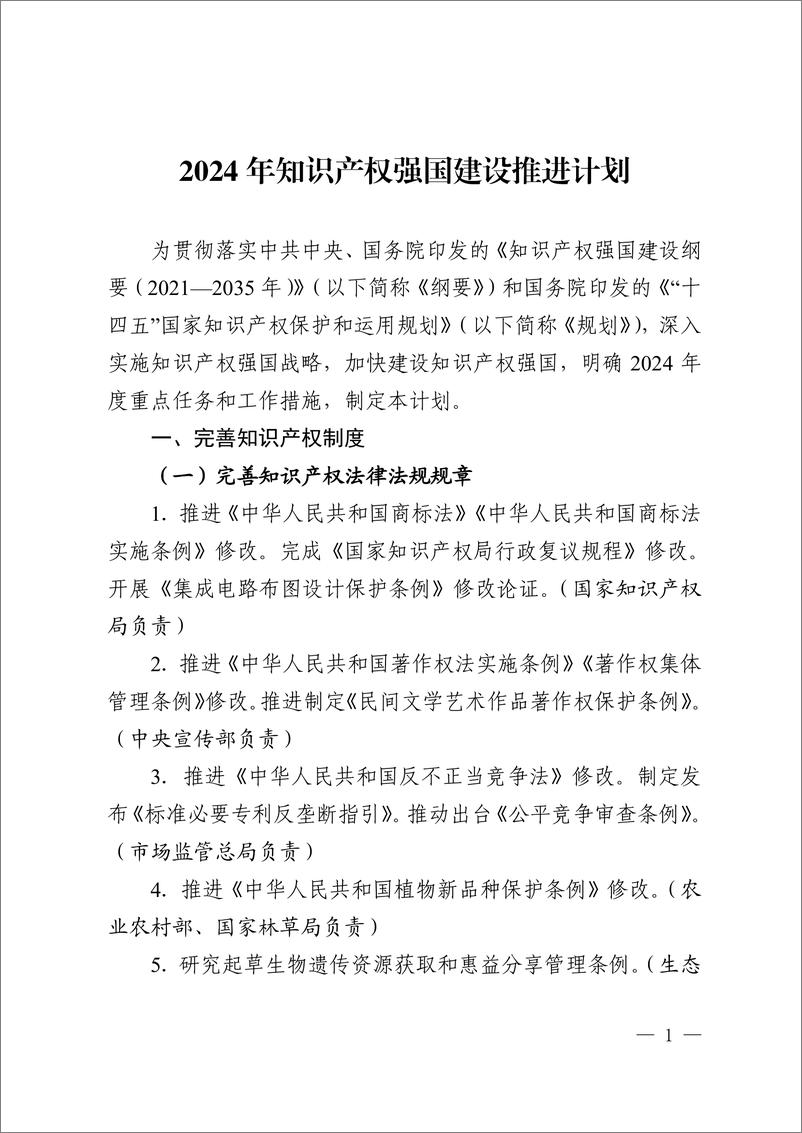 《2024知识产权强国建设推进计划》 - 第1页预览图