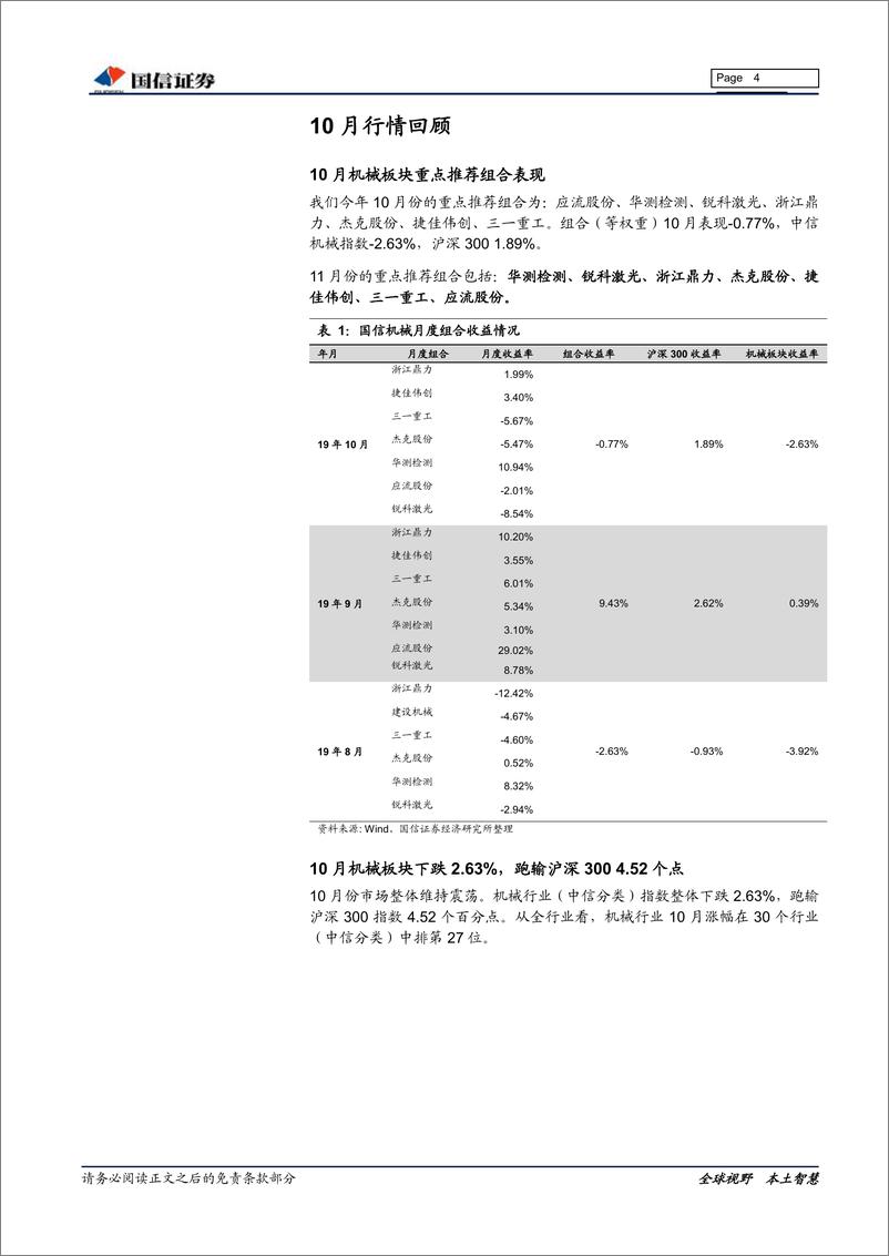 《机械行业2019三季报总结暨11月策略：经营环比改善，持续把握结构性机会-20191115-国信证券-20页》 - 第5页预览图