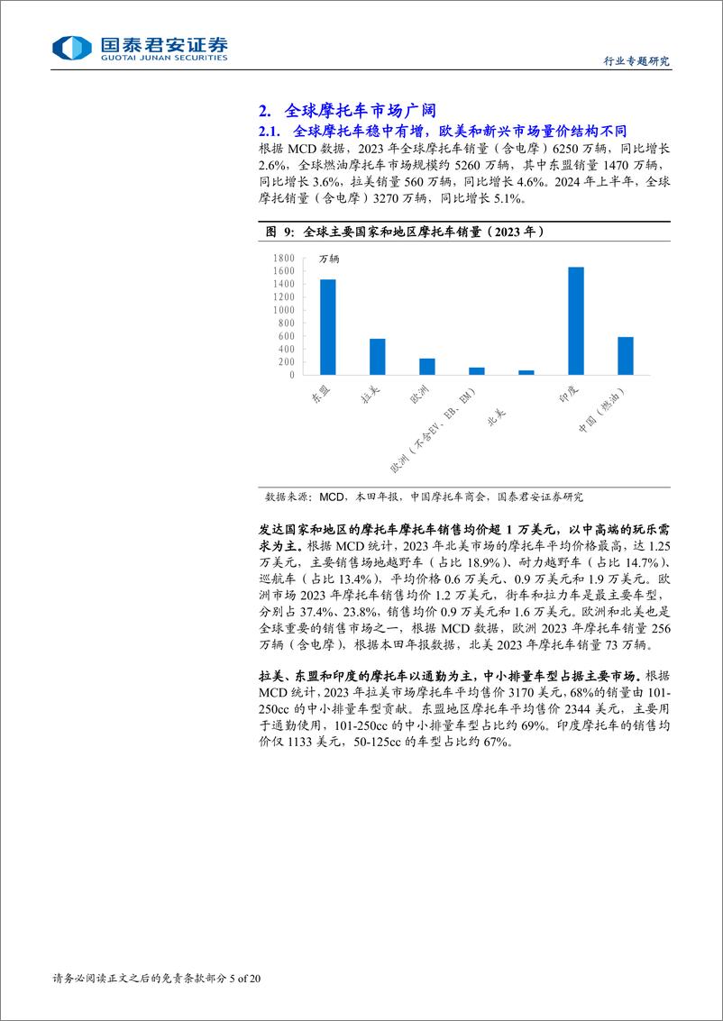 《汽车行业专题研究：摩托车出口报告，出海加速，自主品牌摩托走向全球-240908-国泰君安-20页》 - 第5页预览图