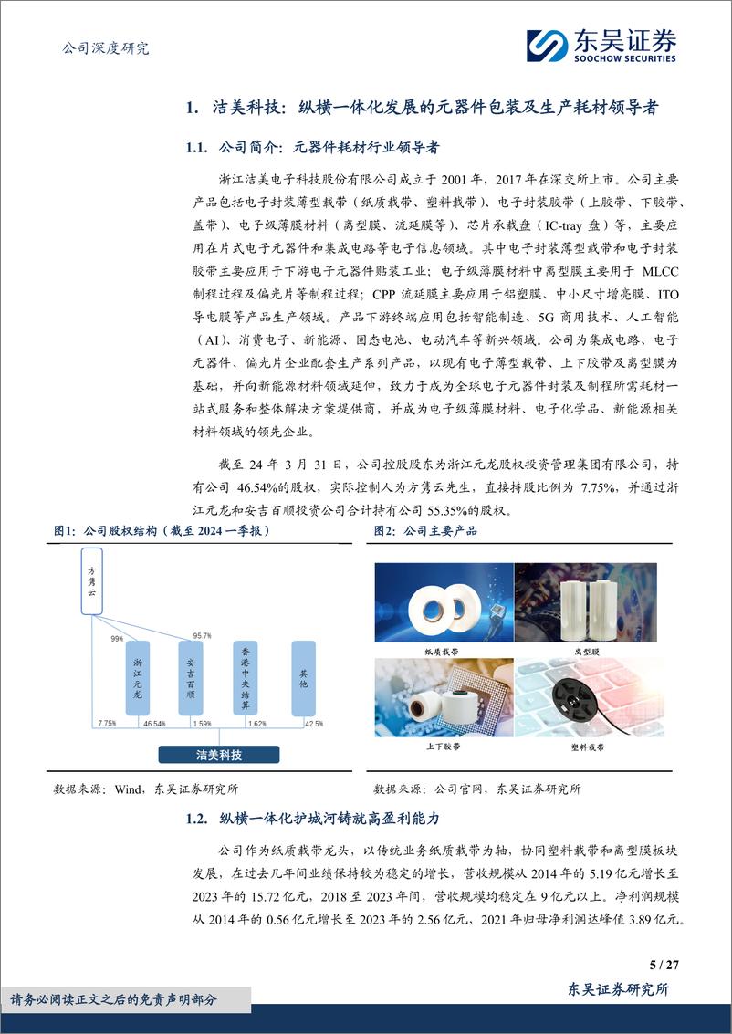 《东吴证券-洁美科技-002859-元器件耗材领导者，离型膜接力业绩增长》 - 第5页预览图