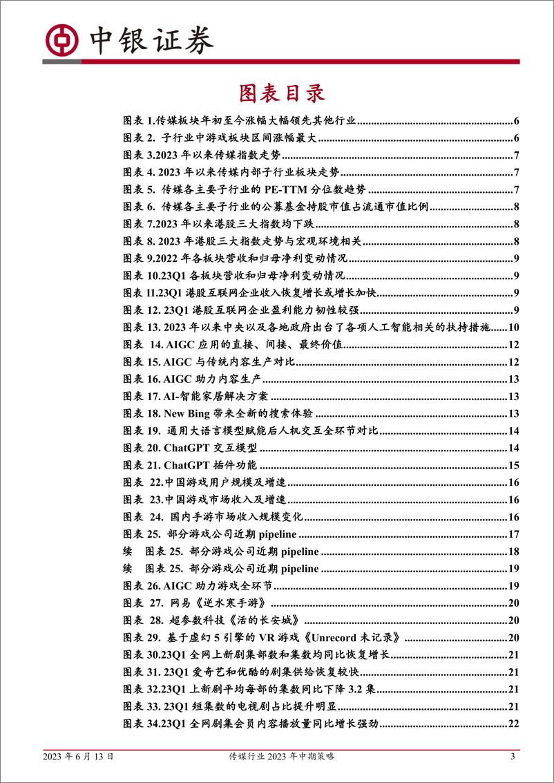 《传媒行业2023年中期策略：关注基本面和创新技术共振较强的领域-20230613-中银国际-58页》 - 第4页预览图