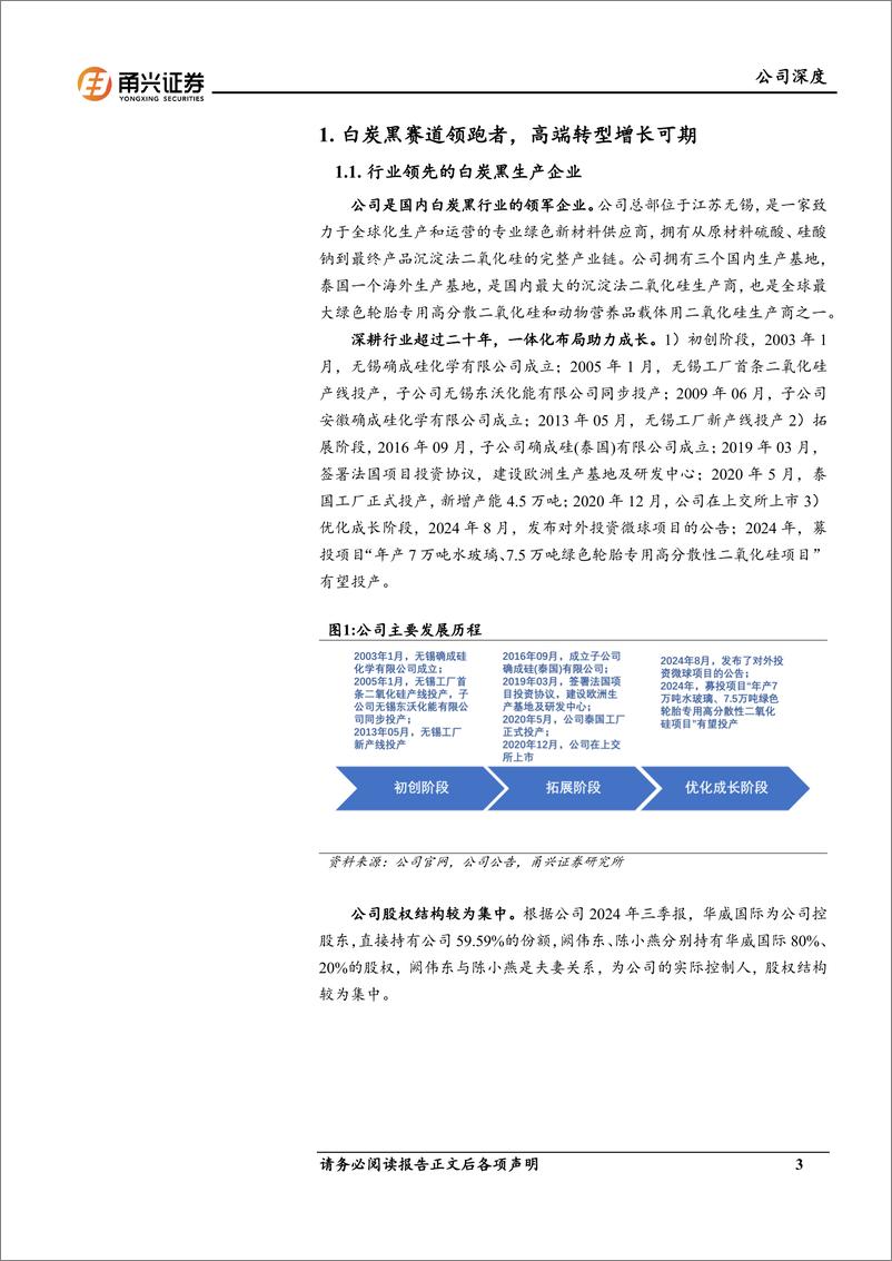 《确成股份(605183)首次覆盖报告：白炭黑龙头承势而上，高端转型成长可期-241219-甬兴证券-20页》 - 第3页预览图