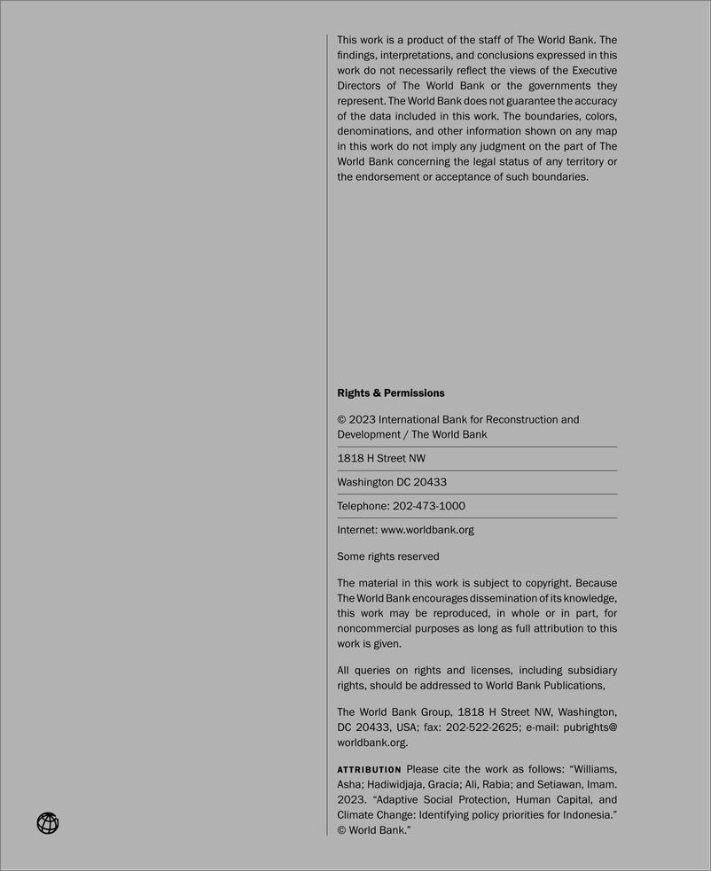 《世界银行-适应性社会保护、人力资本和气候变化：确定印尼的政策重点（英）-87页》 - 第2页预览图