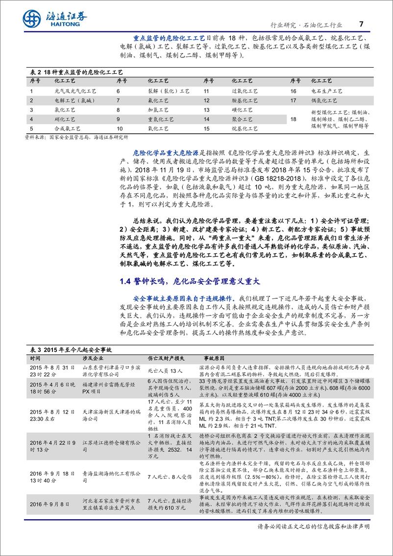 《石油化工行业：关注危化品安全管理，行业整合大势所趋-20190408-海通证券-17页》 - 第8页预览图