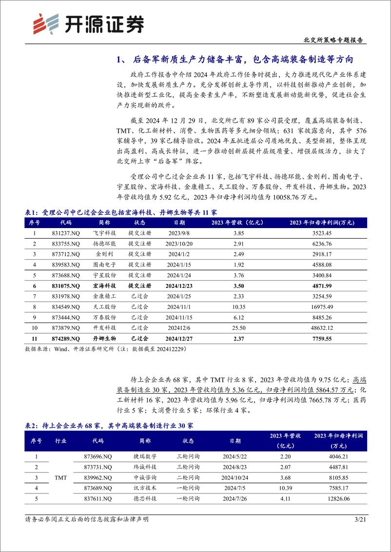 《北交所策略专题报告：北交所新质生产力后备军筛选系列十二，本期可关注百瑞吉、艾科维等-250104-开源证券-21页》 - 第3页预览图