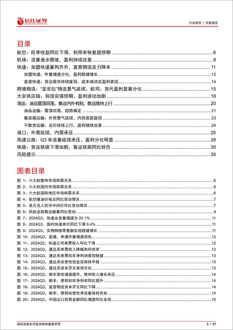 《交运行业2024年三季报业绩综述：内外景气分化持续，弱现实对垒强预期-241104-长江证券-37页》 - 第4页预览图