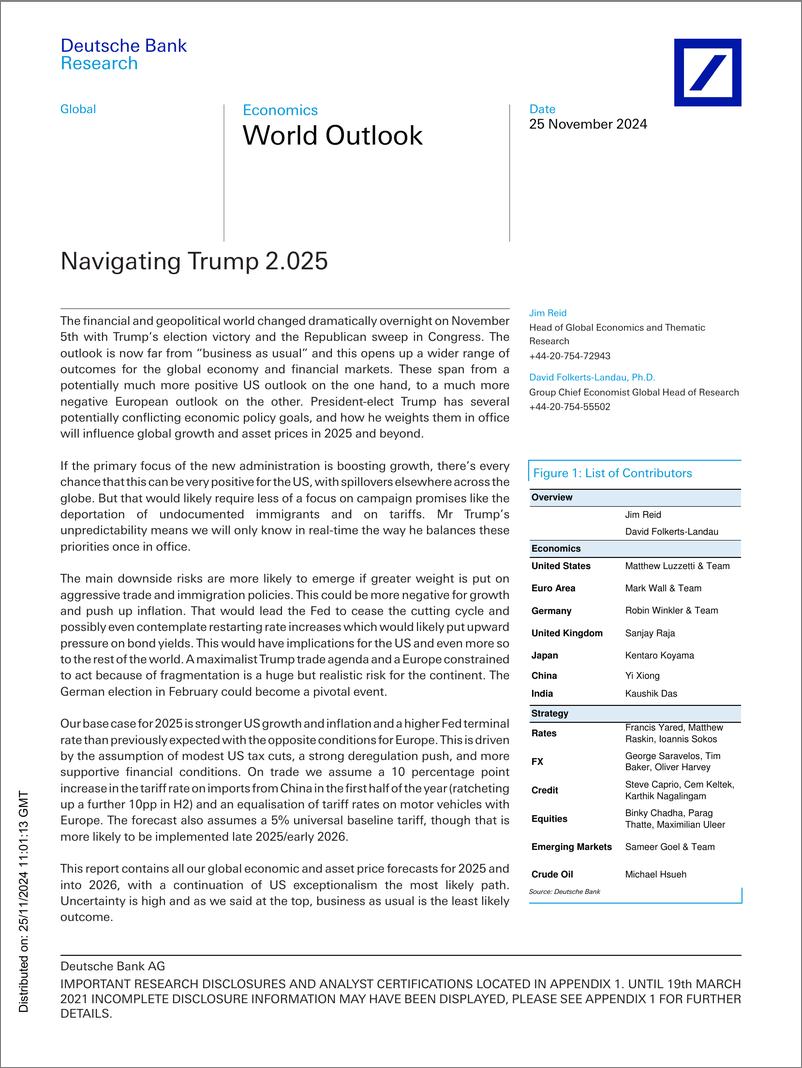 《Deutsche Bank-World Outlook Navigating Trump 2.025-111790830》 - 第1页预览图