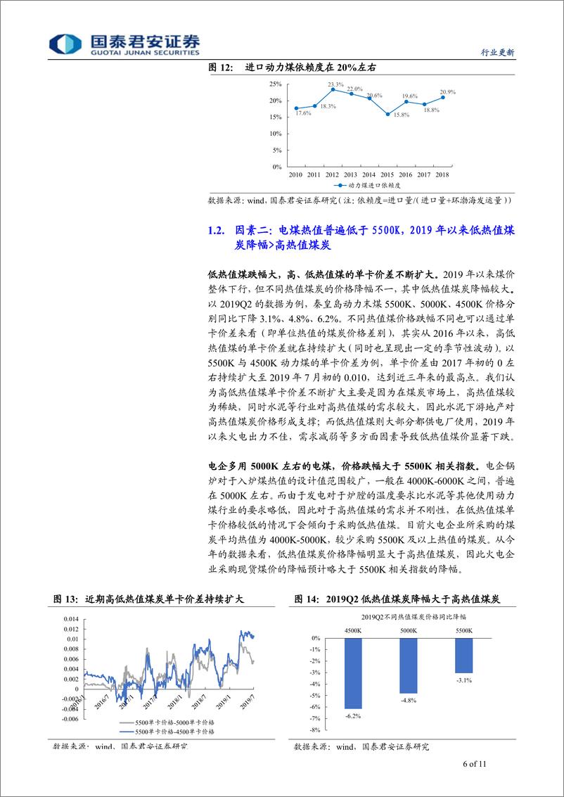 《火电行业更新报告：二季度电企燃料成本降幅或超预期-20190710-国泰君安-11页》 - 第7页预览图