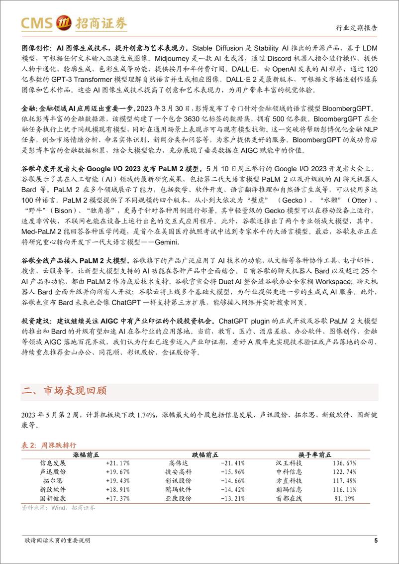 《20230514-招商证券-计算机行业周观察：ChatGPTPlugin正式开放，AIGC应用百花齐放》 - 第5页预览图