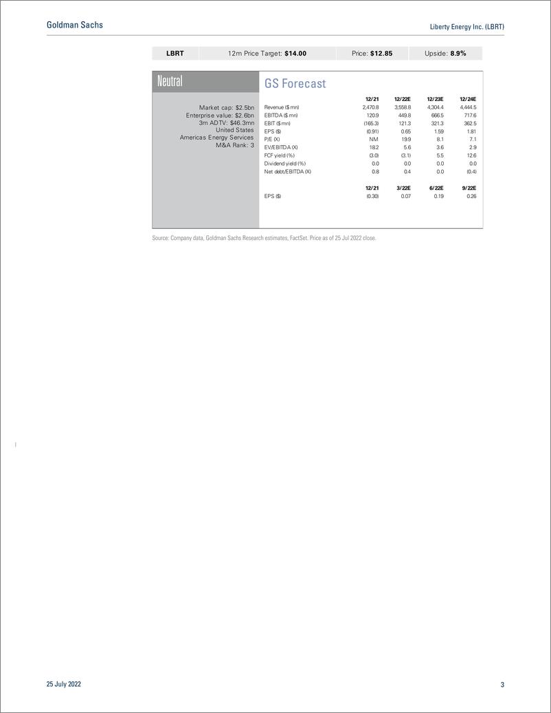 《Liberty Energy Inc. (LBRT 2Q22 First Tak Significant EBITDA Beat on Net Pricing, Activating Additional Fleets For 2022(1)》 - 第4页预览图