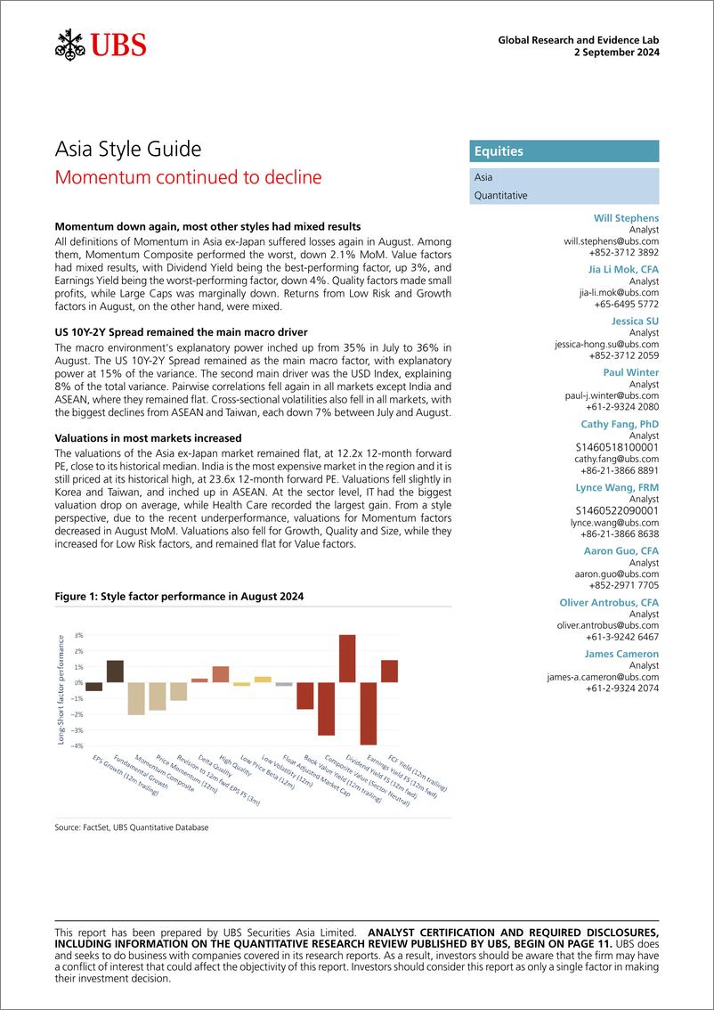 《UBS Equities-Asia Style Guide _Momentum continued to decline_ Stephens-110133145》 - 第1页预览图