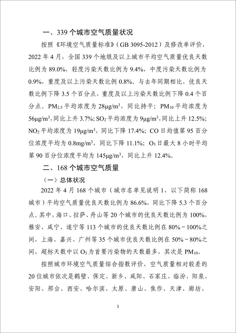 《中国环境监测总站-2022年4月全国城市空气质量报告-30页》 - 第3页预览图