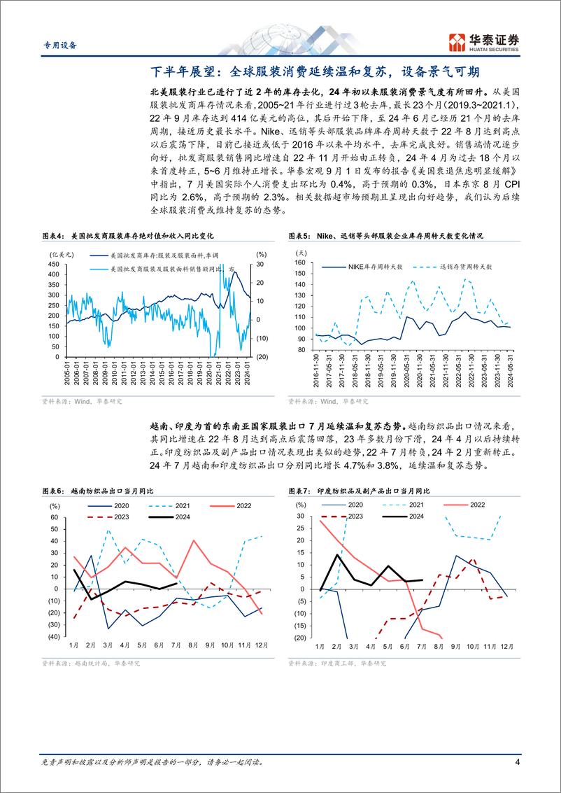 《专用设备行业24H1纺服设备回顾及展望：看好景气延续，期待海外市占率提升-240906-华泰证券-10页》 - 第3页预览图