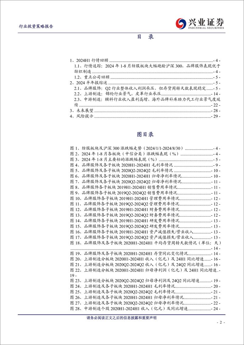 《纺织服装行业板块2024中报总结：品牌服饰承压，中游制造恢复-240908-兴业证券-30页》 - 第2页预览图