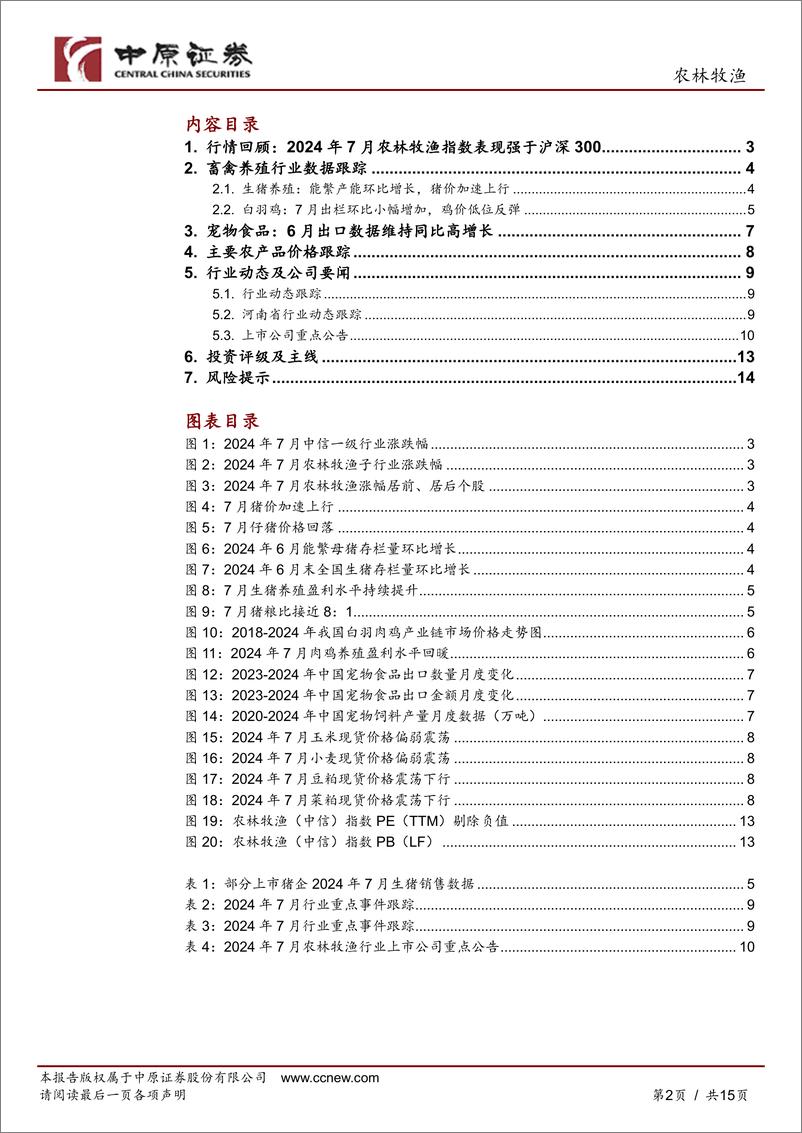 《农林牧渔行业月报：猪价加速上行，宠物食品出口数据同环比双增-240809-中原证券-15页》 - 第2页预览图