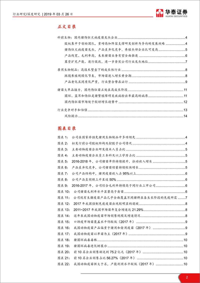 《农林牧渔行业科创投资手册系列：科前生物，猪伪狂犬病疫苗龙头-20190326-华泰证券-15页》 - 第3页预览图