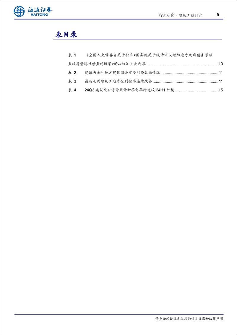 《建筑工程行业月报跟踪：10月单月基建投资提速，建筑板块有望受益于化债政策落地-241122-海通证券-17页》 - 第5页预览图