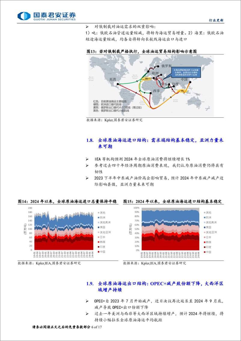 《海运行业油运图鉴(第十二期)：产能利用率已处阈值，淡季运价中枢上行-240606-国泰君安-17页》 - 第6页预览图