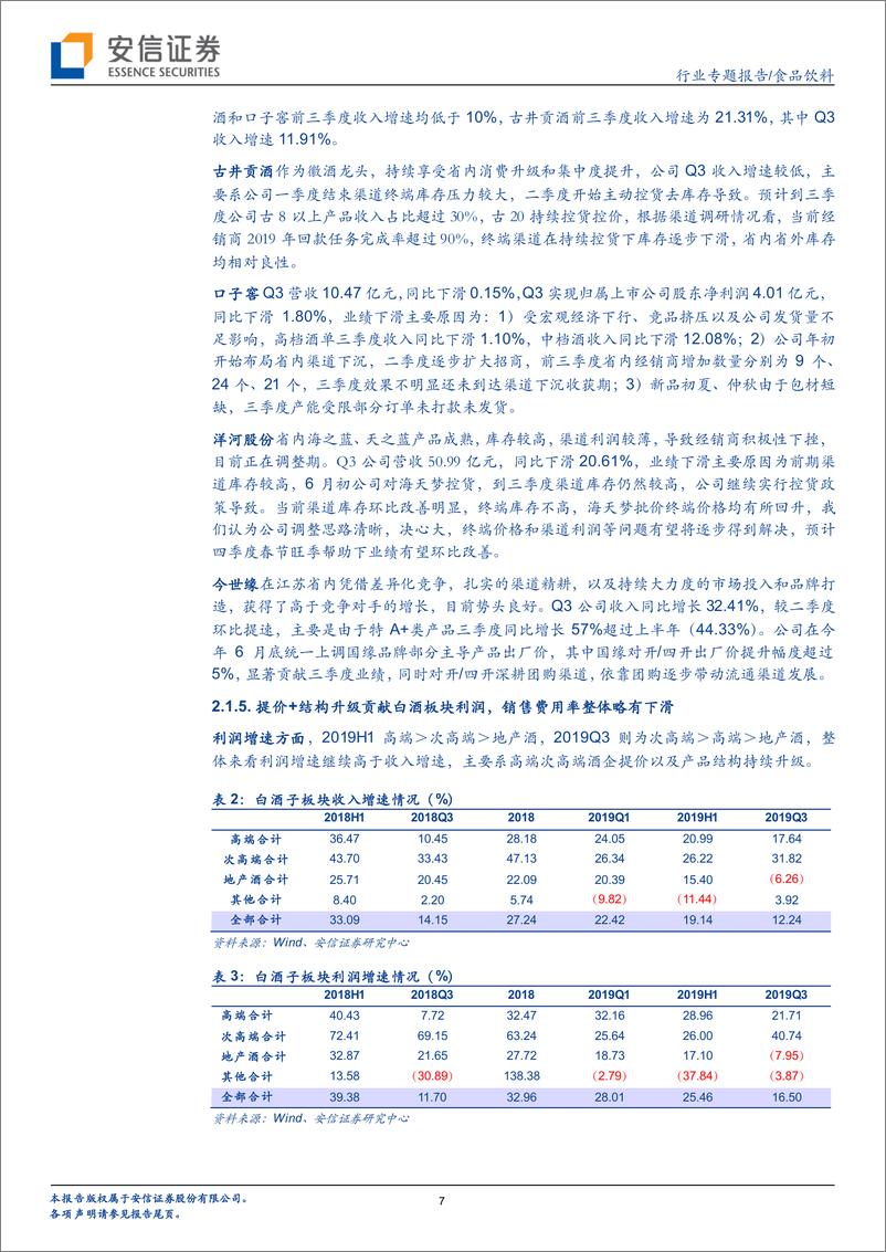 《食品饮料行业三季报总结：Q3增速改善，提价主线清晰-20191103-安信证券-20页》 - 第8页预览图