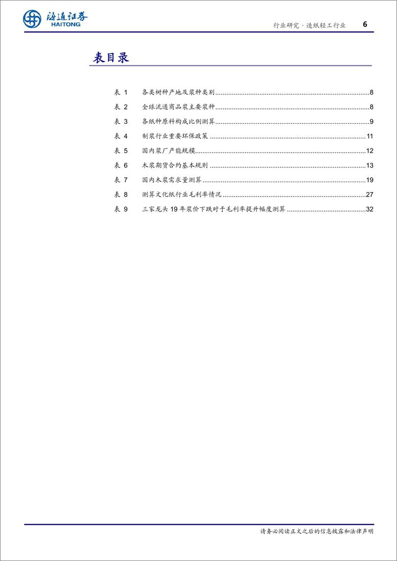 《造纸轻工行业：供需渐趋缓和，浆价向下趋势已确立-20190201-海通证券-39页》 - 第7页预览图