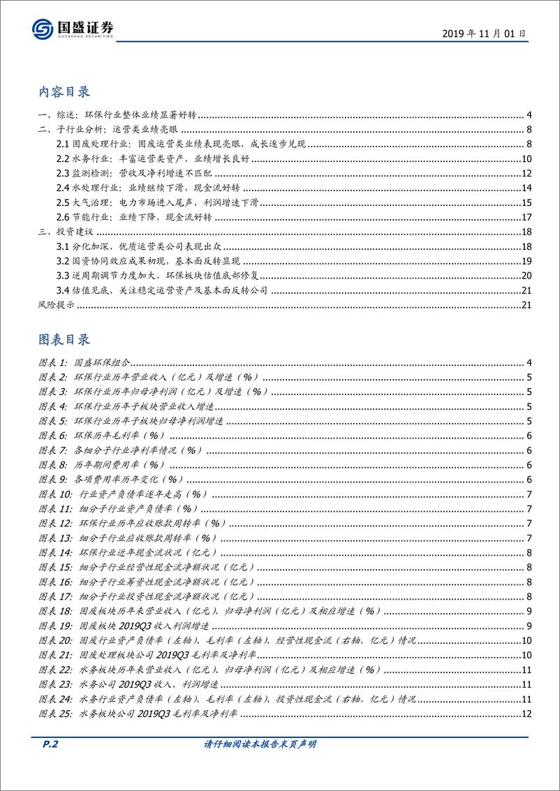 《环保工程及服务行业2019年三季报总结：显著好转，运营类资产表现亮眼-20191101-国盛证券-22页》 - 第3页预览图