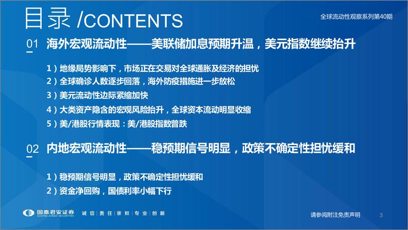 《全球流动性观察系列第40期：北上资金大幅流出，政策稳预期信号强烈-20220316-国泰君安-53页》 - 第4页预览图