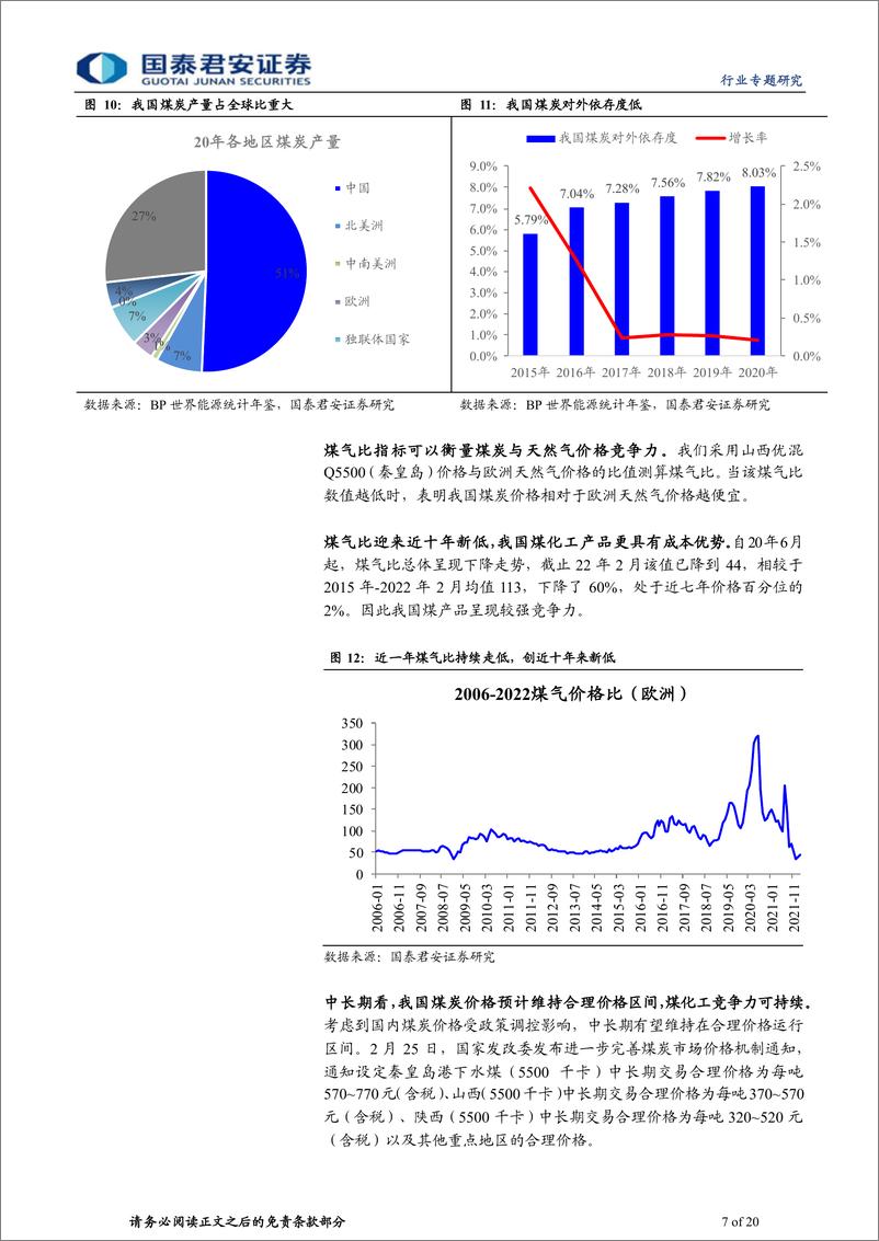 《基础化工行业煤化工专题研究：高能源价格下的竞争优势-20220328-国泰君安-20页》 - 第8页预览图