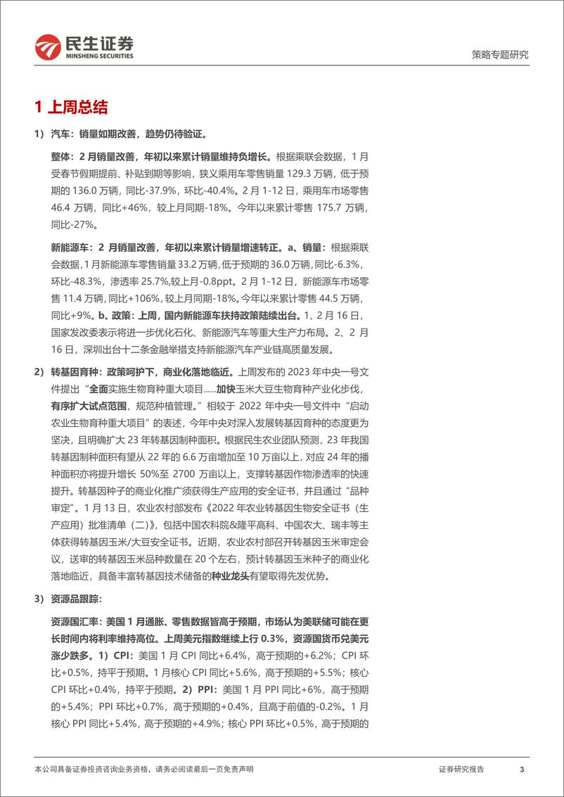 《行业信息跟踪：汽车销量如期改善，转基因育种迎政策利好-20230221-民生证券-31页》 - 第4页预览图