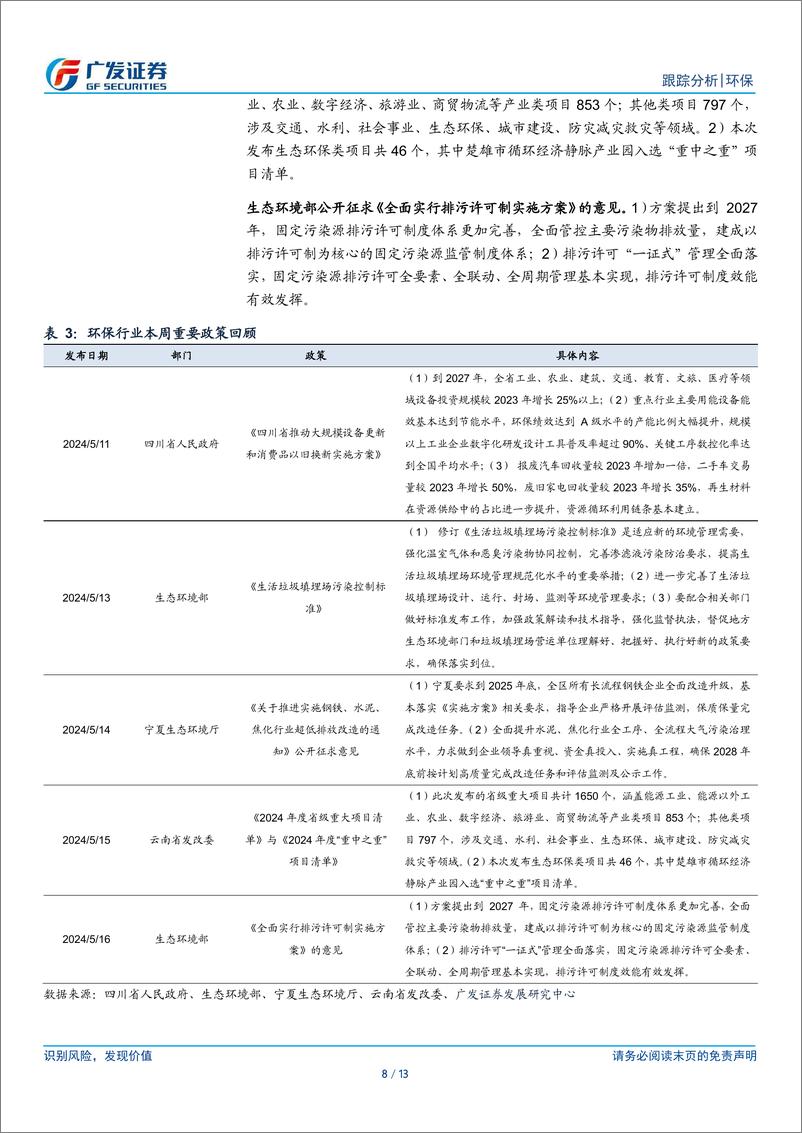 《环保行业深度跟踪：公用事业涨价持续演绎，重视运营资产价值重估-240519-广发证券-13页》 - 第8页预览图