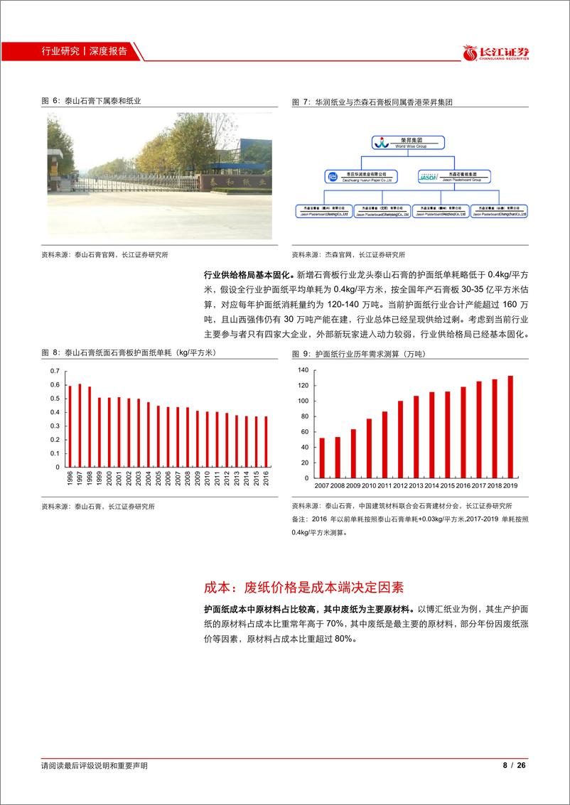 《建材行业：护面纸，石膏板产业链的解构、复盘与思考-20210225-长江证券-26页》 - 第8页预览图