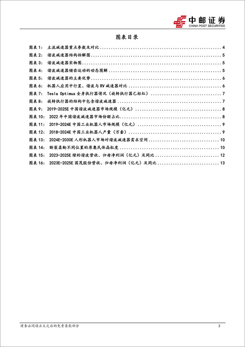 《中邮证券：机械设备深度报告-谐波减速器—机器人轻负载关节的核心传动部件》 - 第3页预览图