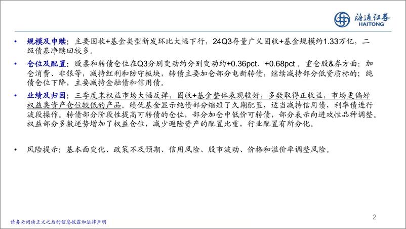 《24Q3固收%2b基金季报分析：规模再度收缩，绩优增加进攻性-241030-海通证券-21页》 - 第2页预览图