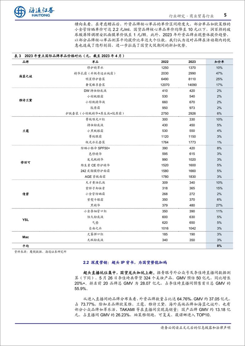 《商业贸易行业美妆618大促跟踪：分化延续，关注估值底部趋势向上标的-20230601-海通证券-15页》 - 第6页预览图