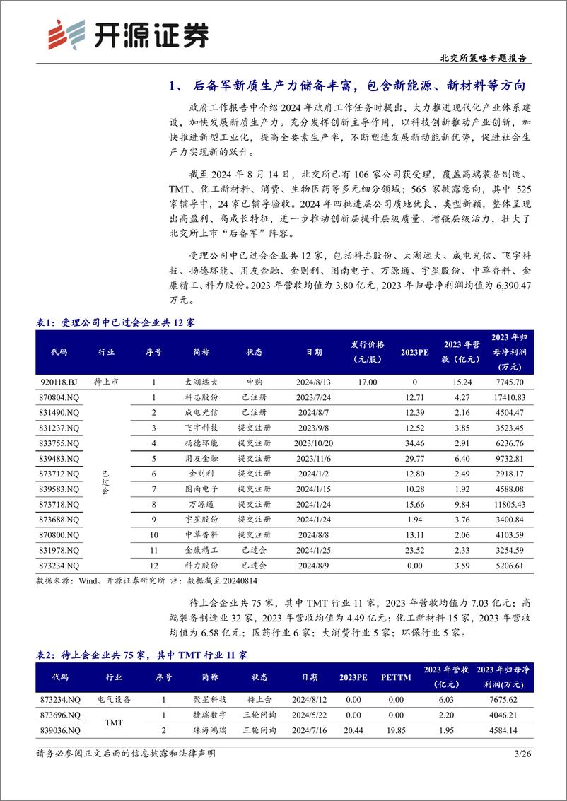 《北交所策略专题报告：北交所新质生产力后备军筛选系列九，本期可关注美德乐、佑威新材等-240816-开源证券-26页》 - 第3页预览图