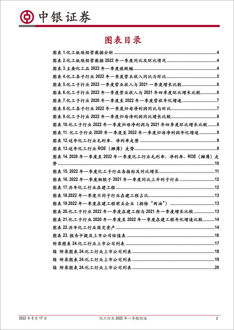 《化工行业2022年一季报综述：营收利润大增，农化等子行业表现强劲-20220517-中银国际-22页》 - 第4页预览图