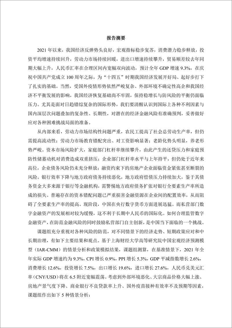 《季度报告-2021-2-风险评估、政策模拟及其治理——新格局下的中国经济：变局与应对》 - 第3页预览图