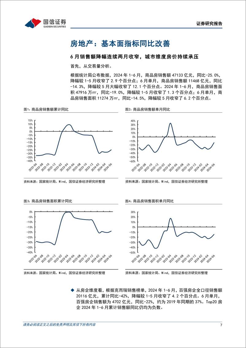 《房地产行业数据背后的地产基建图景(十)：地产基本面指标同比改善，基建投资增长支撑较弱-240720-国信证券-27页》 - 第7页预览图