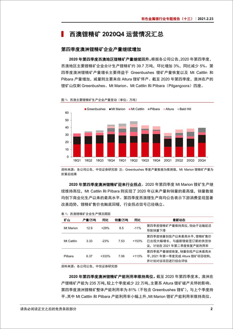 《有色金属锂行业专题报告（十三）：西澳锂矿企业2020年生产经营总结-20210223-中信证券-24页》 - 第5页预览图