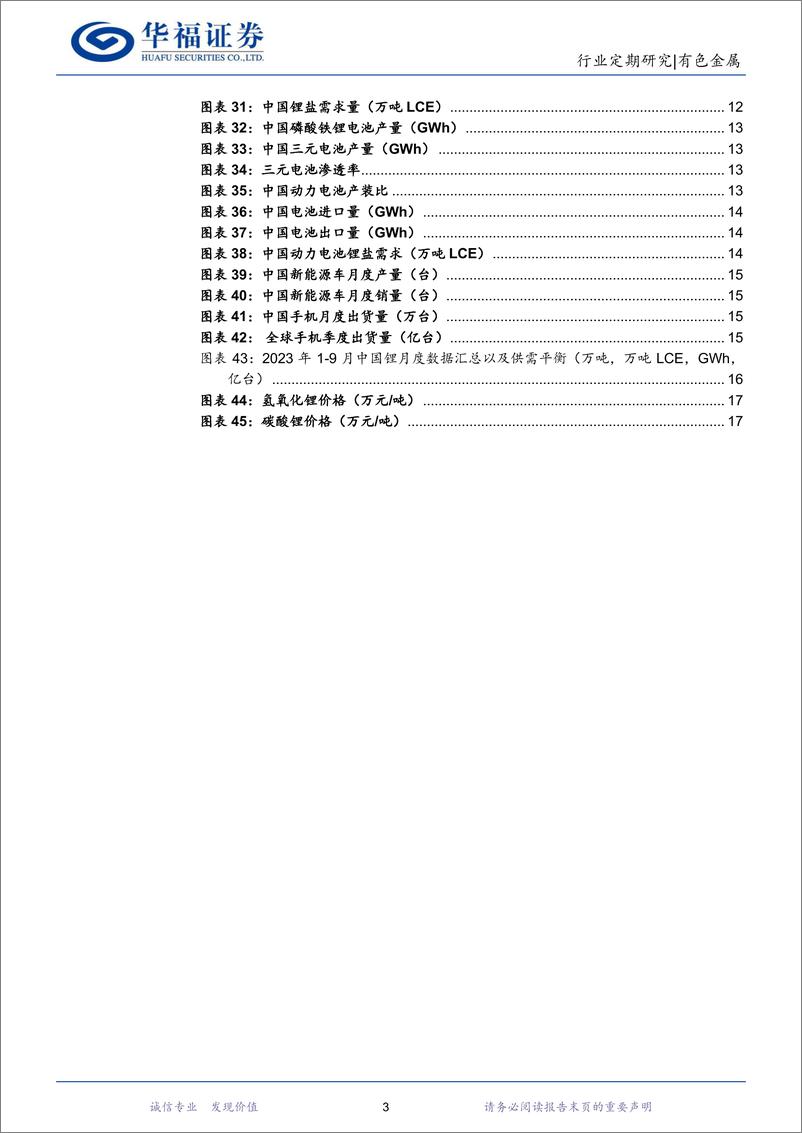 《有色金属行业锂产业链月度跟踪：“金九银十”预期落空致锂继续走弱-20231021-华福证券-18页》 - 第4页预览图